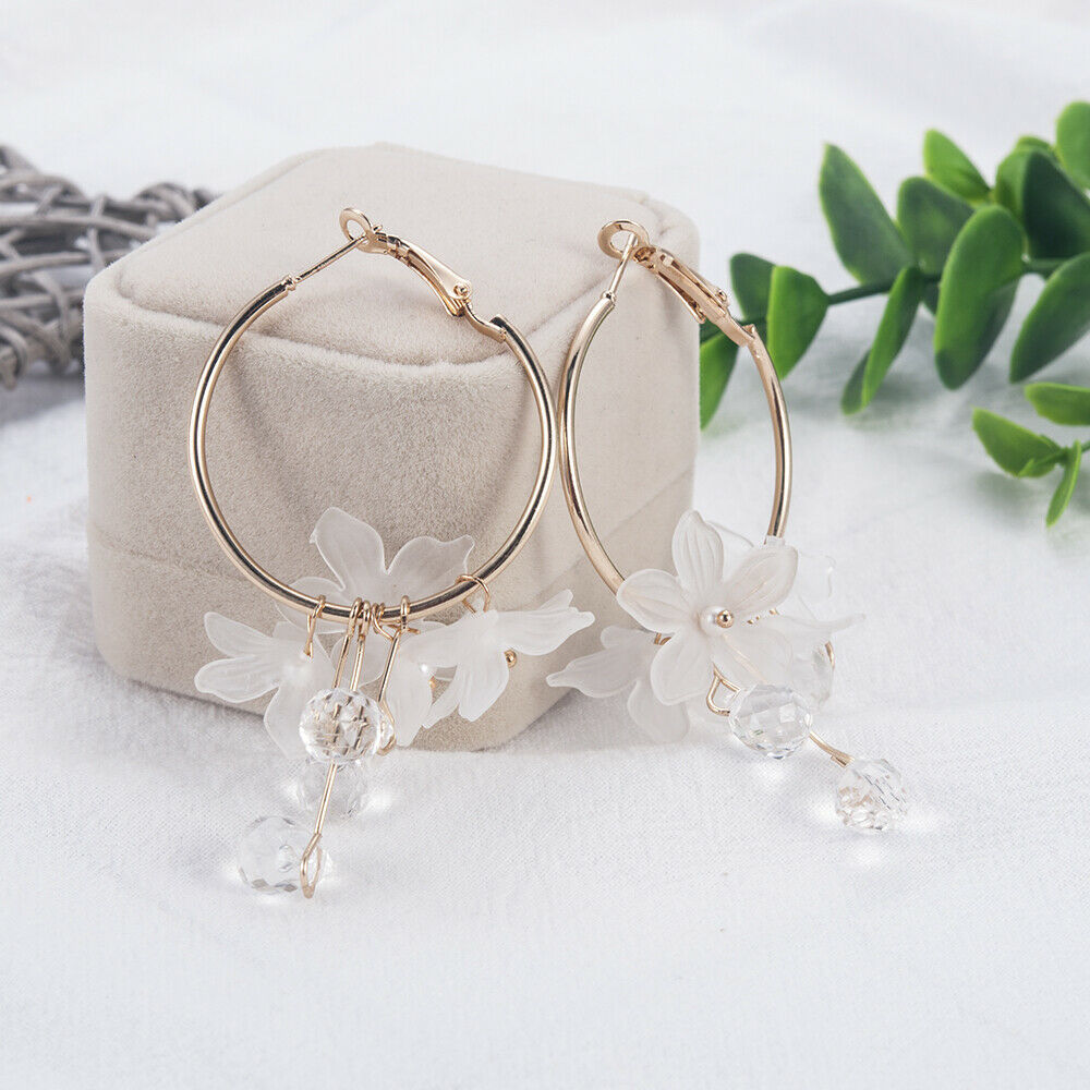 Drop Earrings Crystal Tassel Dangle Acrylic Flower Women Jewelry Accessories