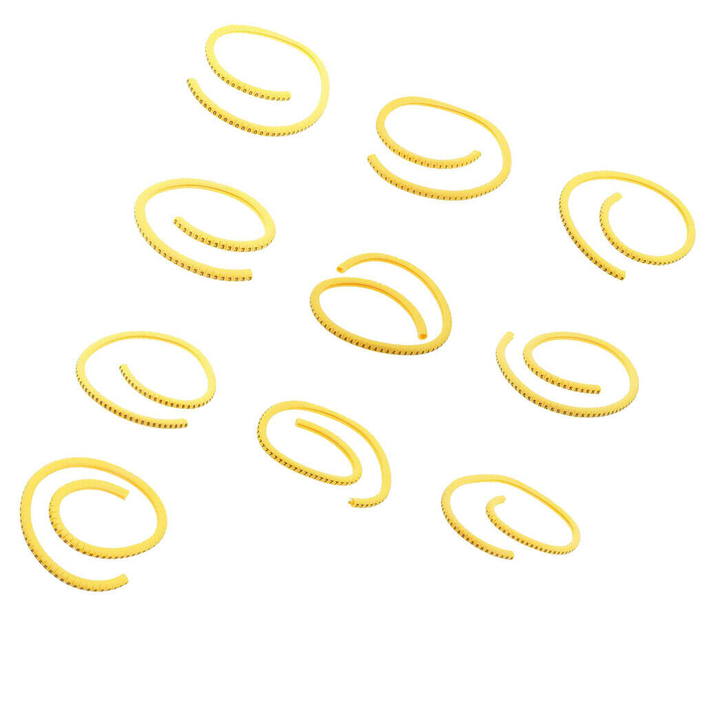 10X 100 Yellow Cable Wire Markers Identification Lables Number 0 ~ Number 9