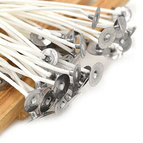 30 Pcs White Candle Wicks Cotton Core Waxed Wick with Sustainer Candle Making