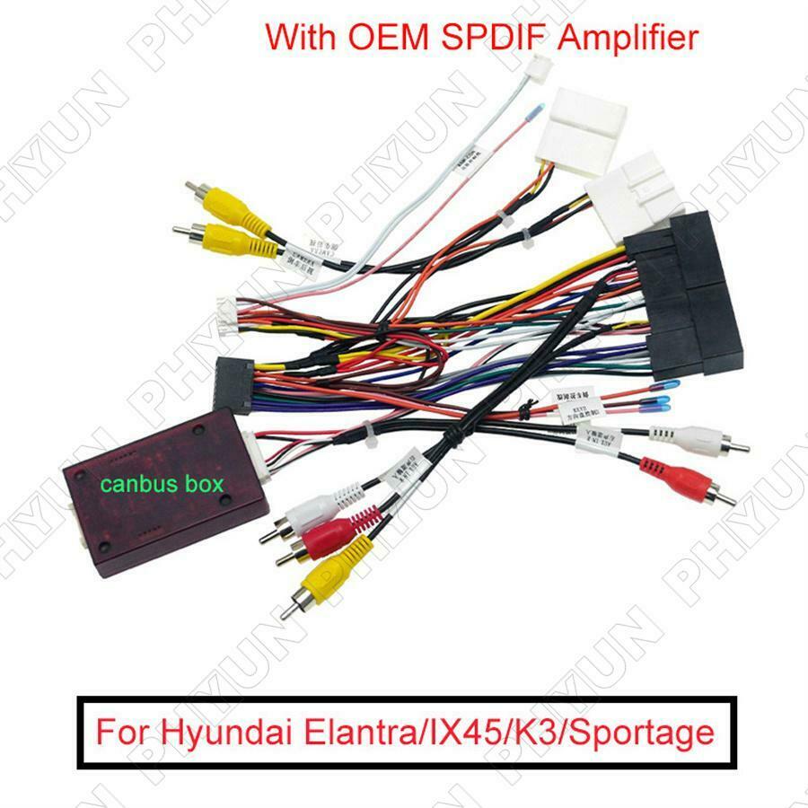 For Hyundai Elantra/SantaFe IX45/Cerato 16Pin Radio Wiring Harness w/ Canbus Box
