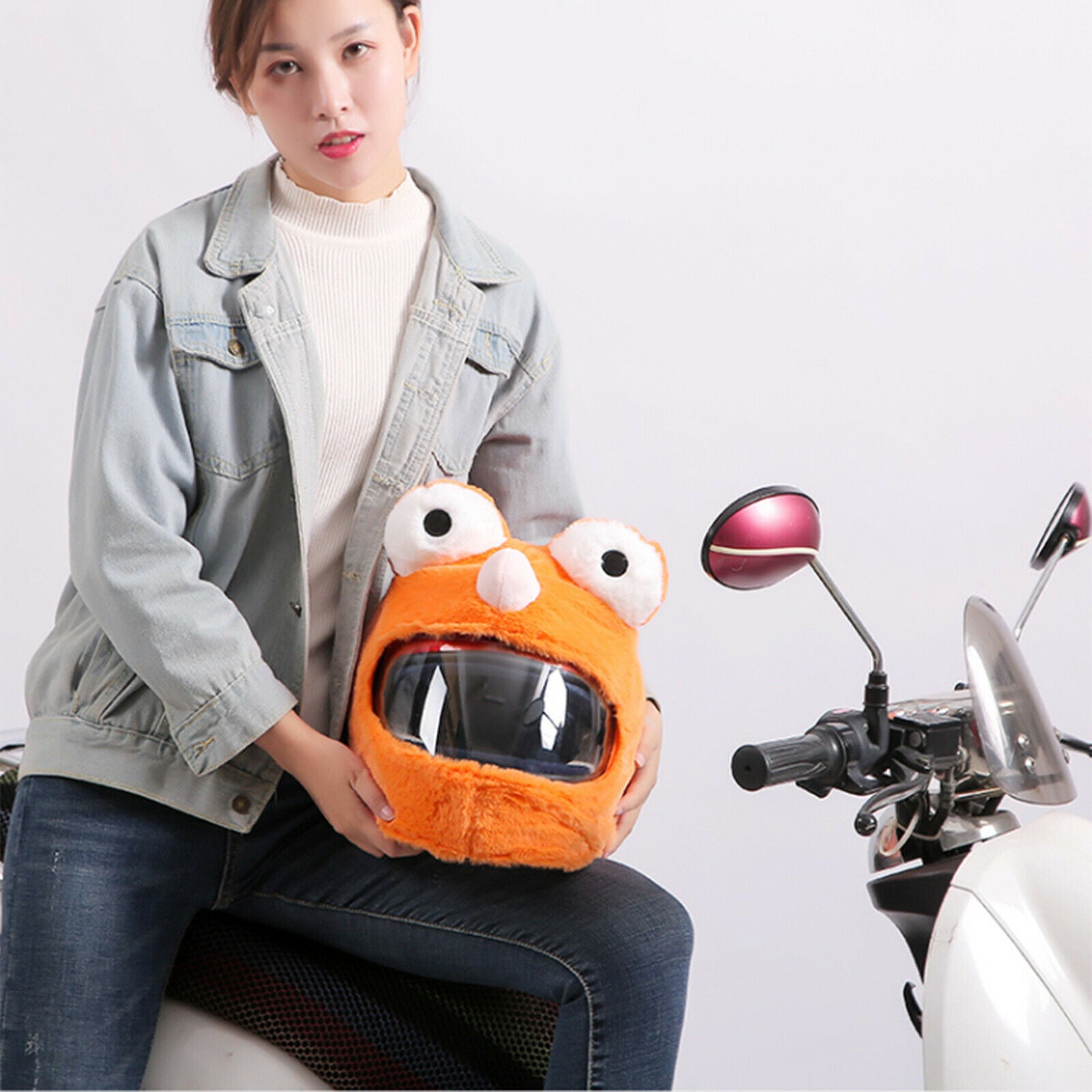 Motorcycle Helmet Cover Outdoor Fun Personalized Riding Coral Fleece Orange