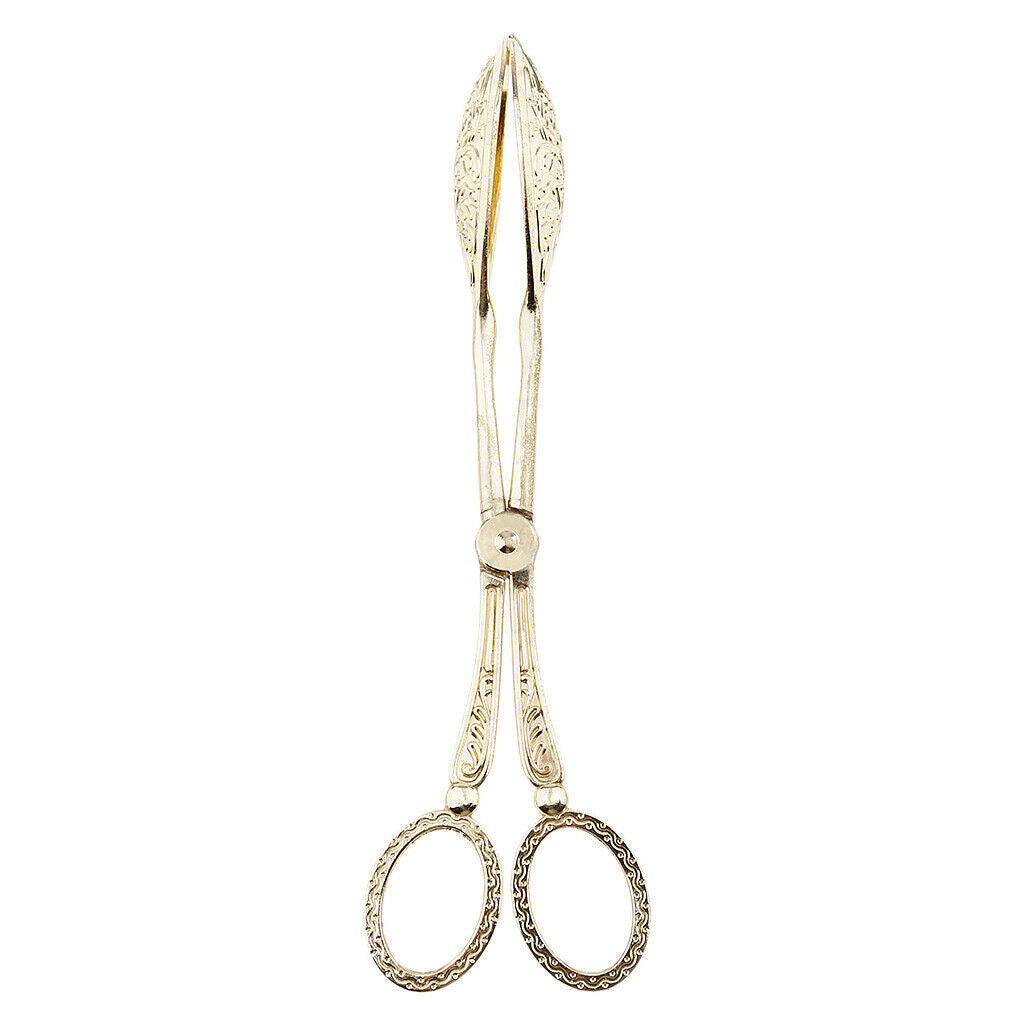 Metal Cake Pizza Bread Tong Clip Kitchen Serving Clamp Golden 8.6 inch