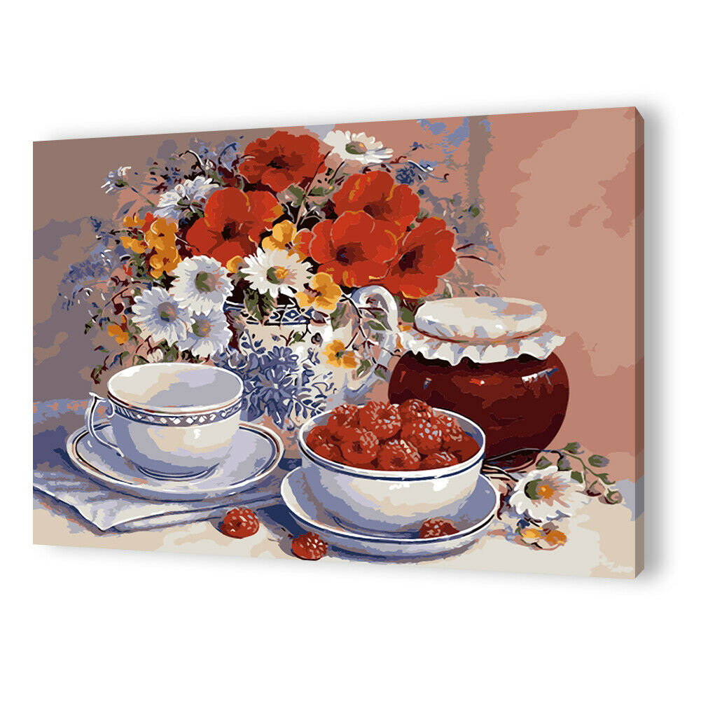 Vase Flower DIY Painting By Numbers Kit Canvas Oil Wall Art Home Decor Gift @