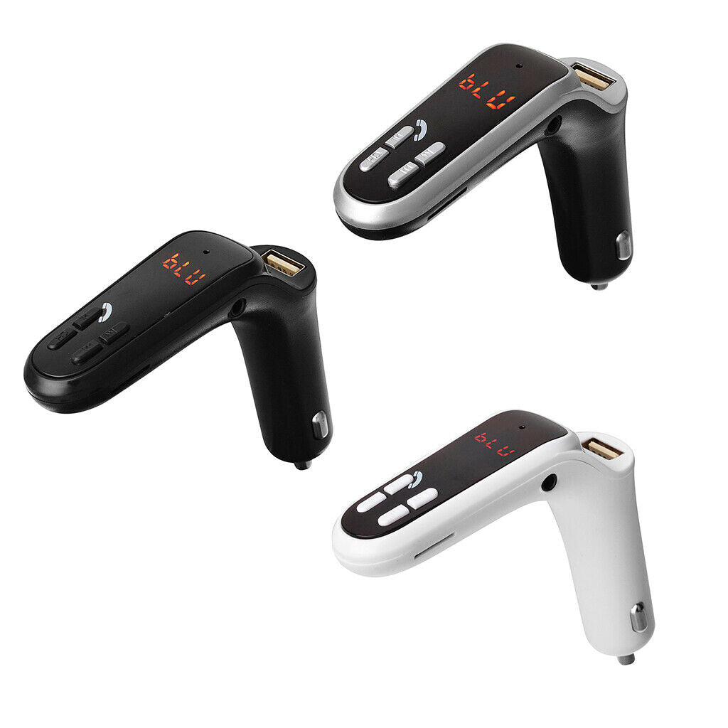 Wireless Bluetooth Car Kit FM Transmitter MP3 Player with USB Charger White