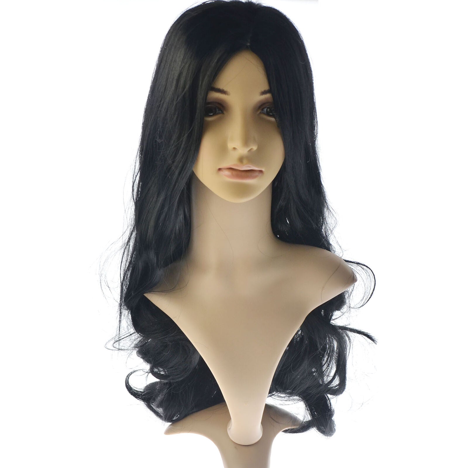 Beauty Long Not Lace Black Curly Wavy Wig Woman Wig Front Hair Synthetic Hair