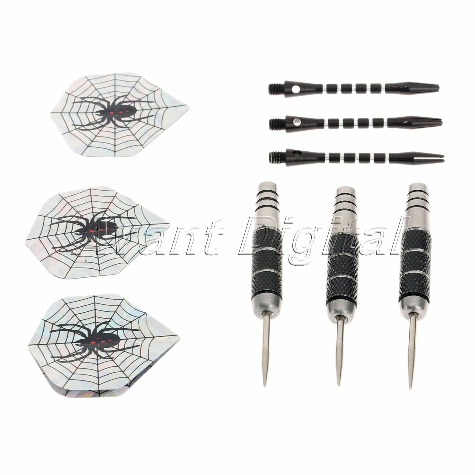 3pcs Aluminium Dart Steel Needle Tip Darts Shaft Spider Reflective Flight 22G