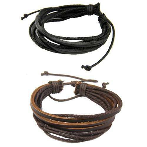 2PCS Lot Mens Girls Wrap Leather Charm Bracelet Women Fashion Jewelry Chain