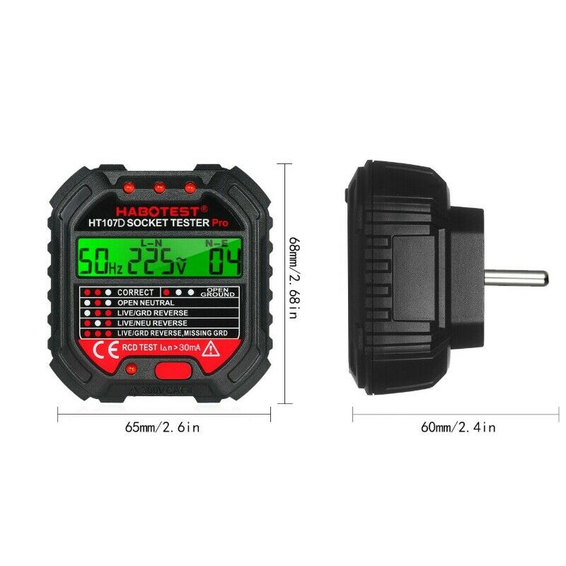 1PC 90-250V HABOTEST GFCI Outlet Tester W/ Voltage Display Socket Tester US Plug