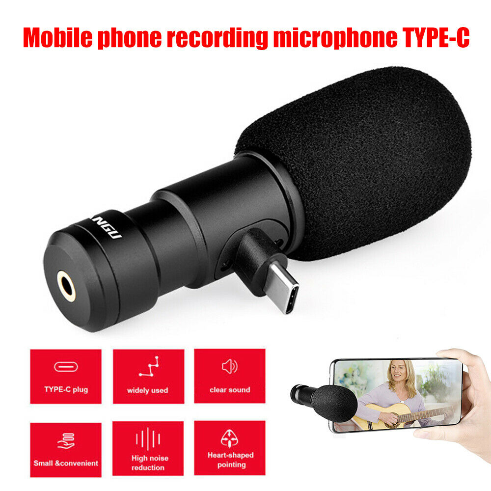 USB-C Microphone Aluminum Alloy External Stereo Interview for Phone Living Video