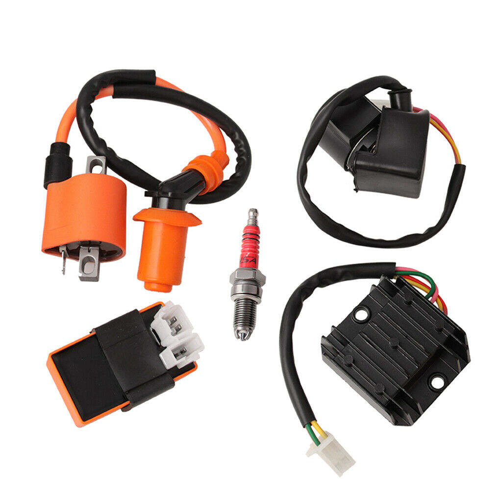 Ignition Coil Solenoid Relay spark Set fits for Go Kart GY6 50cc 125cc 150cc