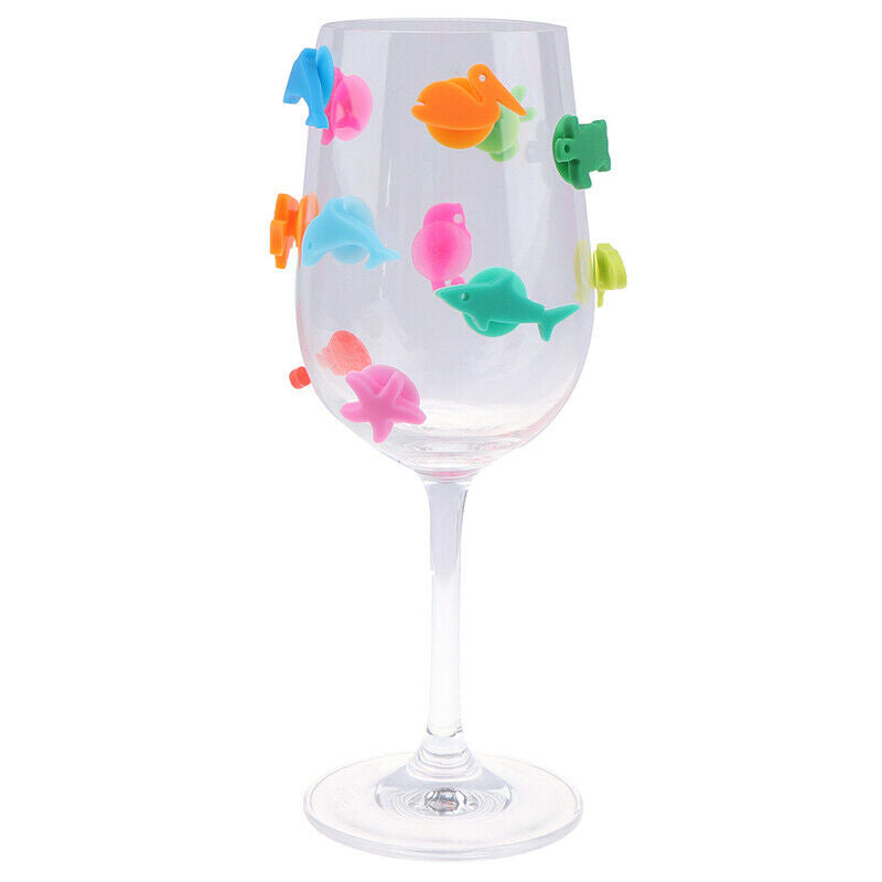 12pcs/set Silicone Marine Animals Wine Glass Marker Drinking Cup Identifi.l8