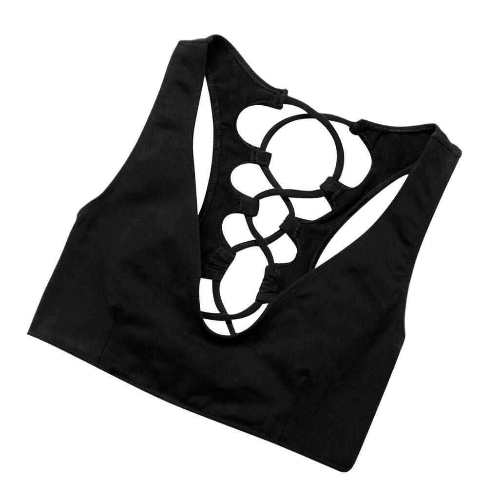 Women Stretch Sports Bra Athletic Vest Gym Fitness Cross Back Top XL Black