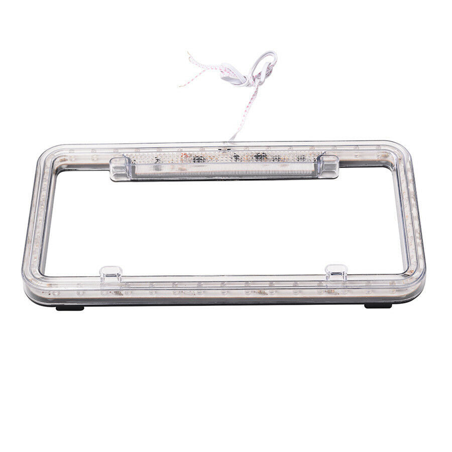 12V Red 54 LED Light Acrylic Plastic US Car Rear License Plate Cover Frame Kit