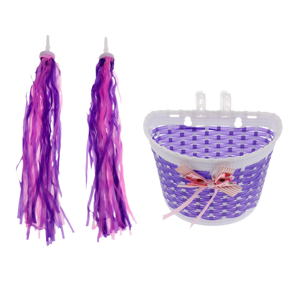 1 Pair Purple Kids Bike Handlebar Grips Streamers, Handgrip Sparkle Tassels +