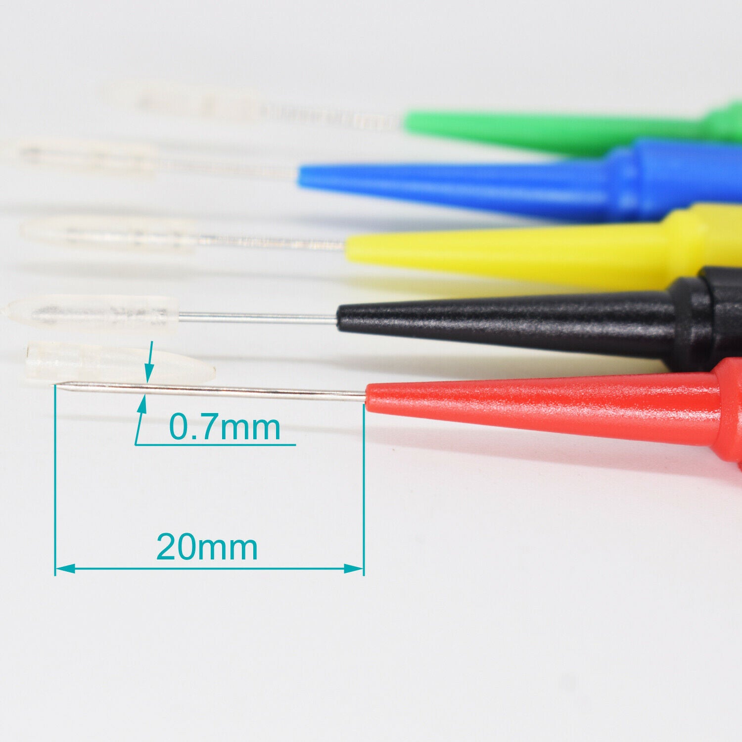 5pcs 5Color 4mm Female Banana to 0.7mm Tip Insulation Piercing Needle Test Probe