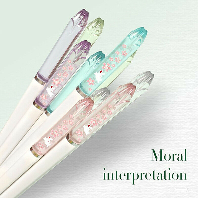 5 Pair Amber Flower Language Sakura Rabbit Pattern Alloy Chopsticks Suppl EA TL