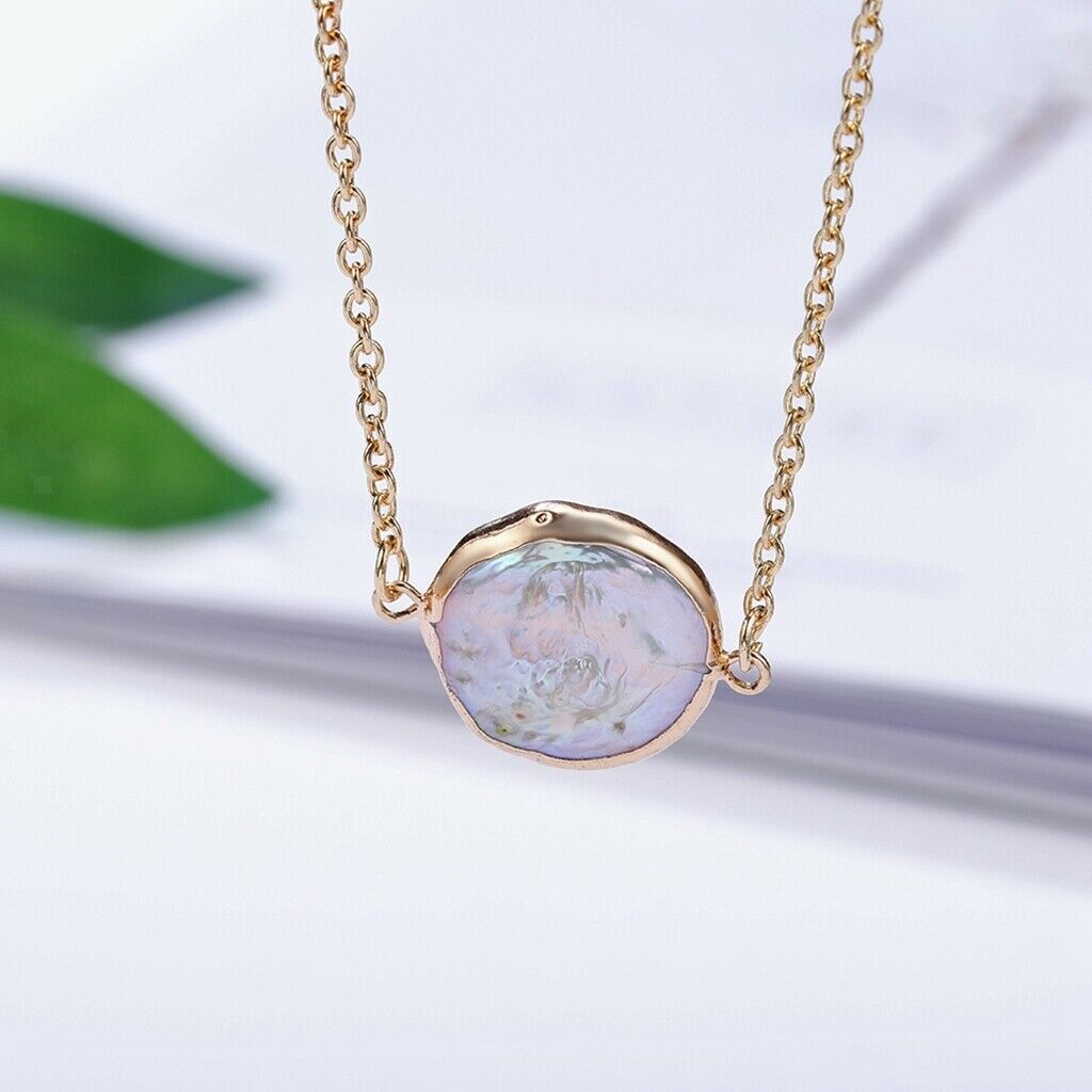 Beautiful Shiny Natural Pearls Necklace Charms Pendants Women Girls Chain