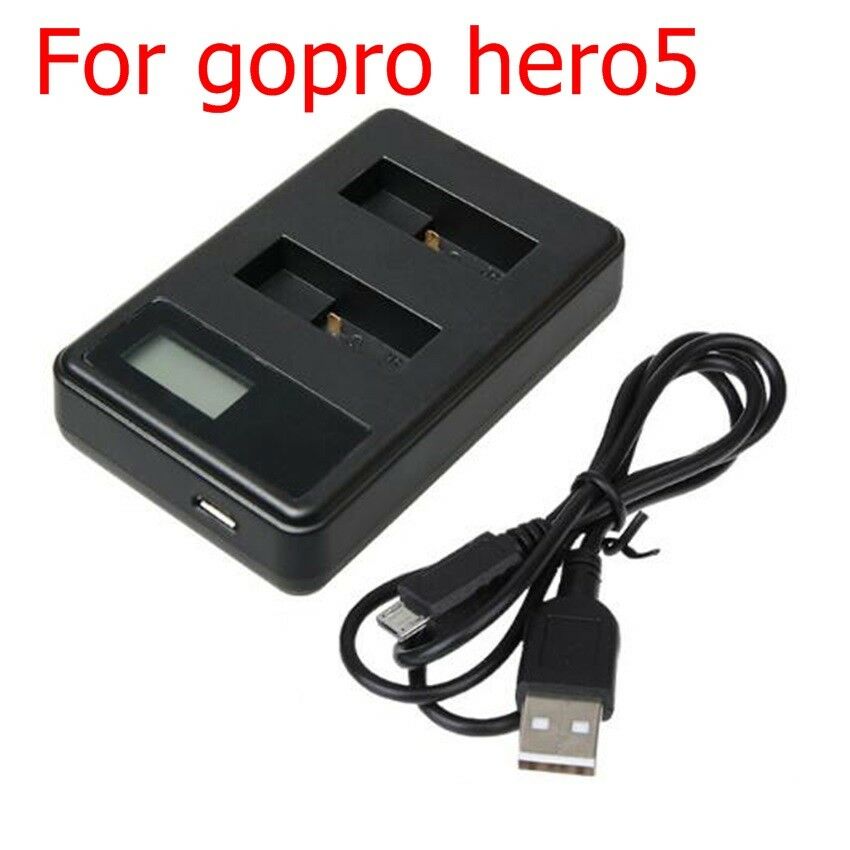 For GoPro HERO 5 LCD Charging Capacity Display Dual l Batteries Fast Charger