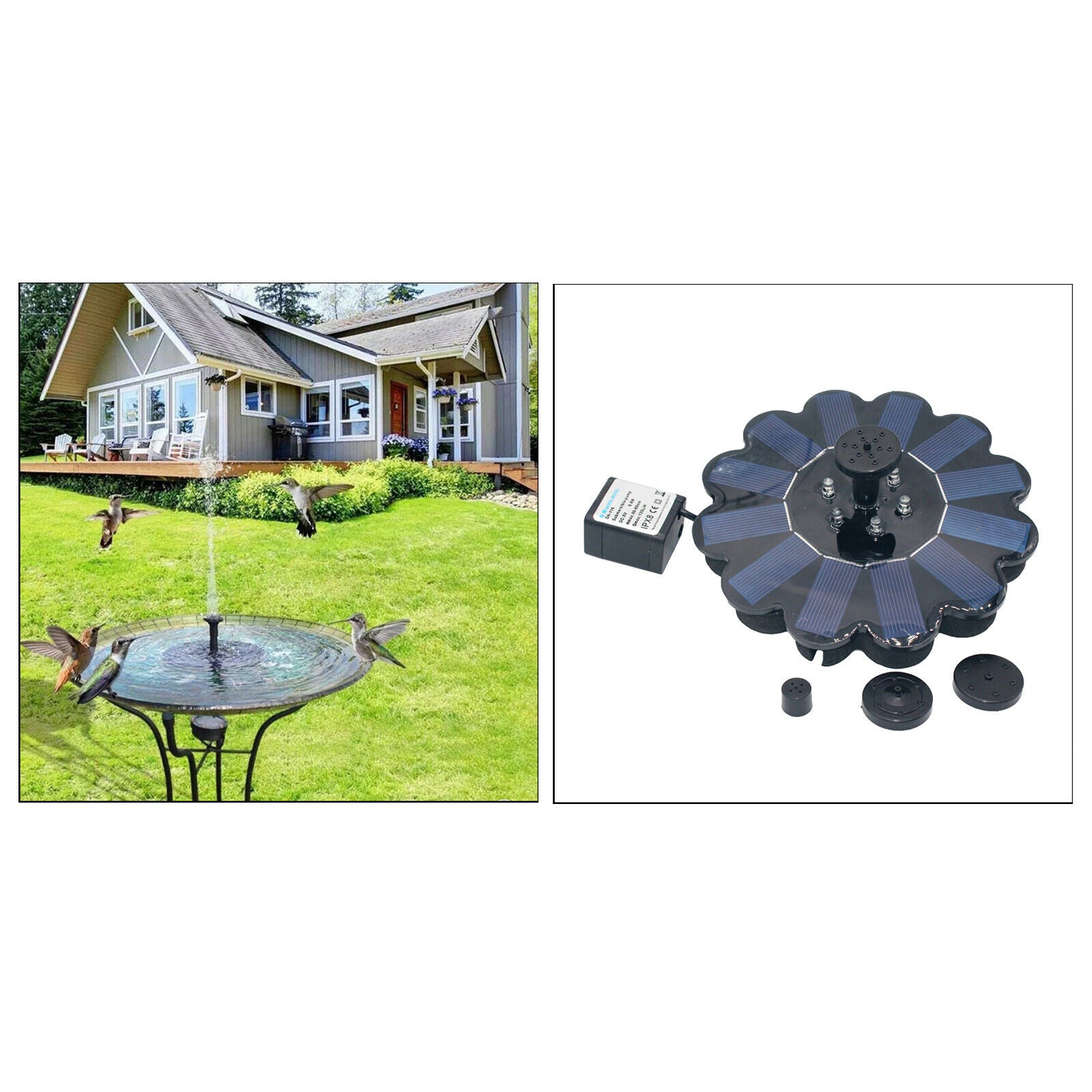 Solar Power Fountain Pump Built-in Battery for Garden Pool Outdoor Terraces