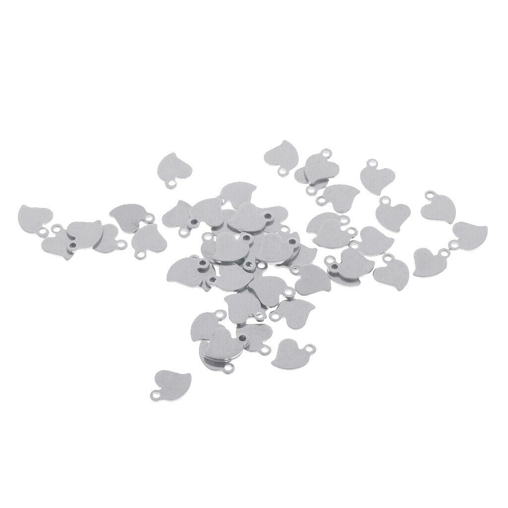 50 Pieces Stainless Steel Pendant For Necklace DIY Jewelry Making Heart