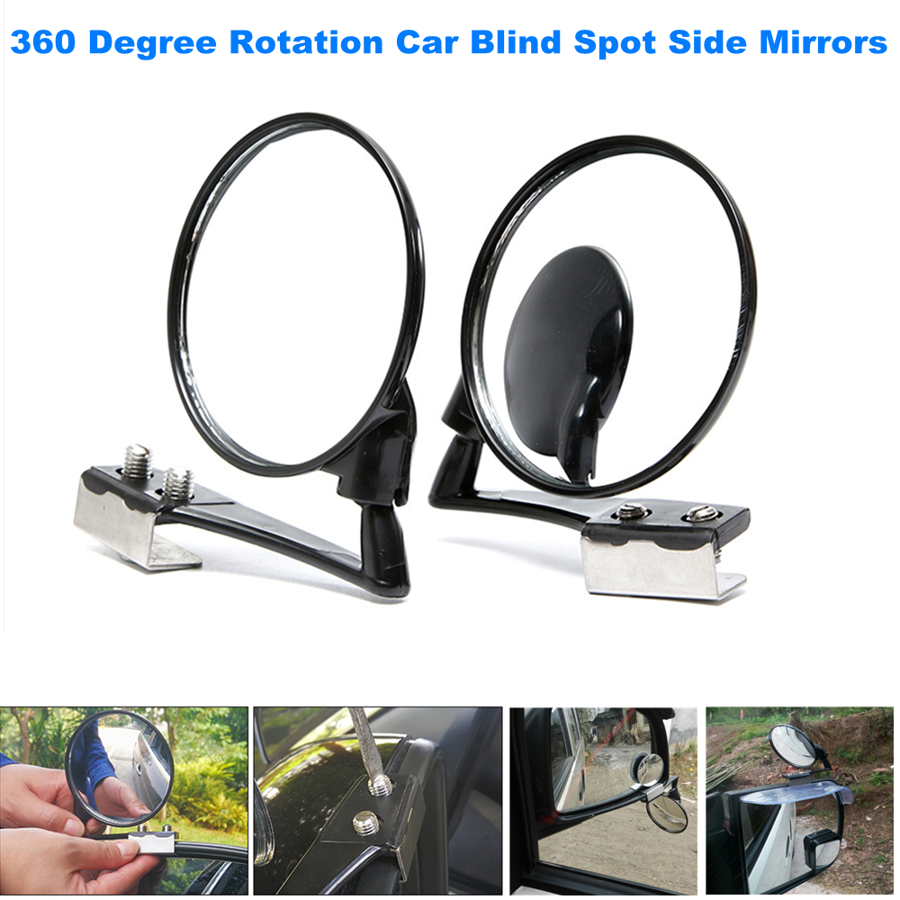 Car Blind Spot Side Left + Right 360 Degree Rotation Mirror Wide Angle Lens View