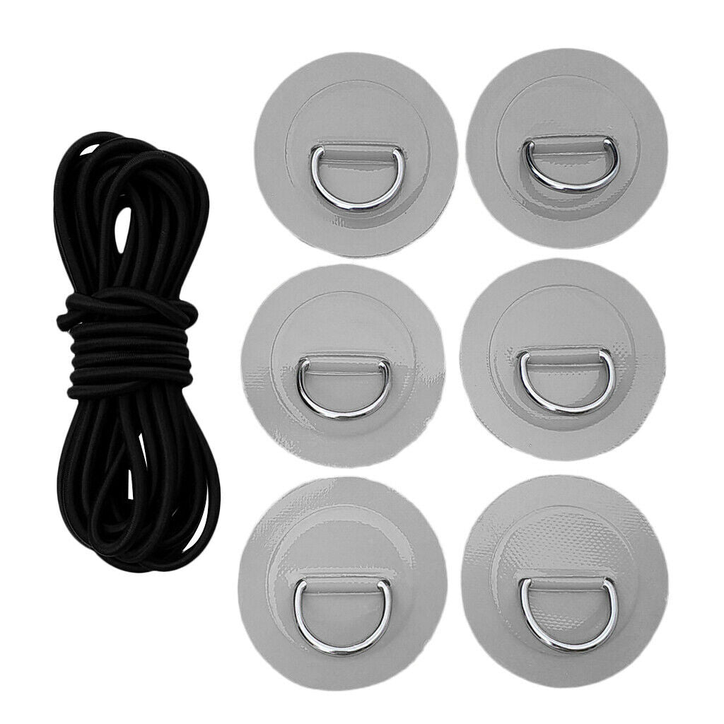 Heavy Duty D-ring Pad Patch Elastic ngee Rope for Kayak Canoe Boat Gray