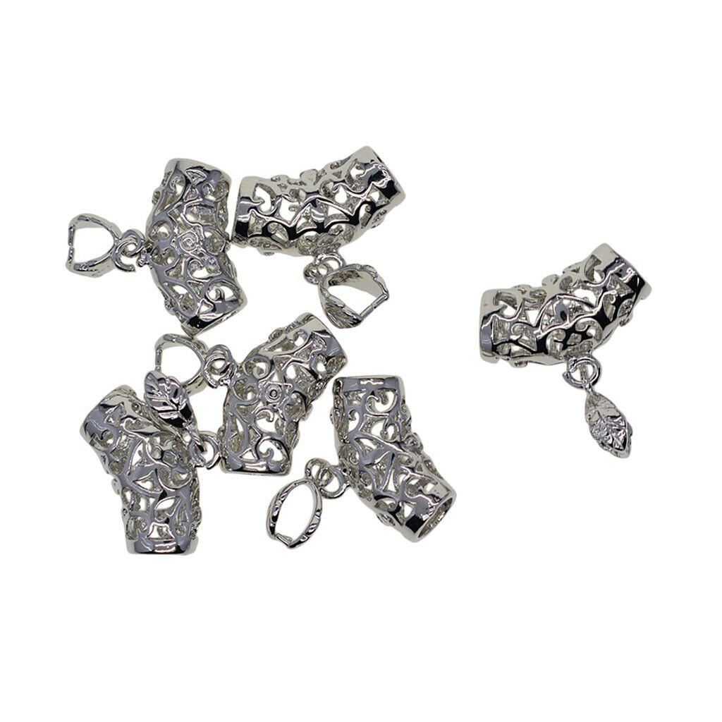 6pcs Leaf Pinch Bails Silvery Pendant Holder Bag Decor DIY Jewelry Making