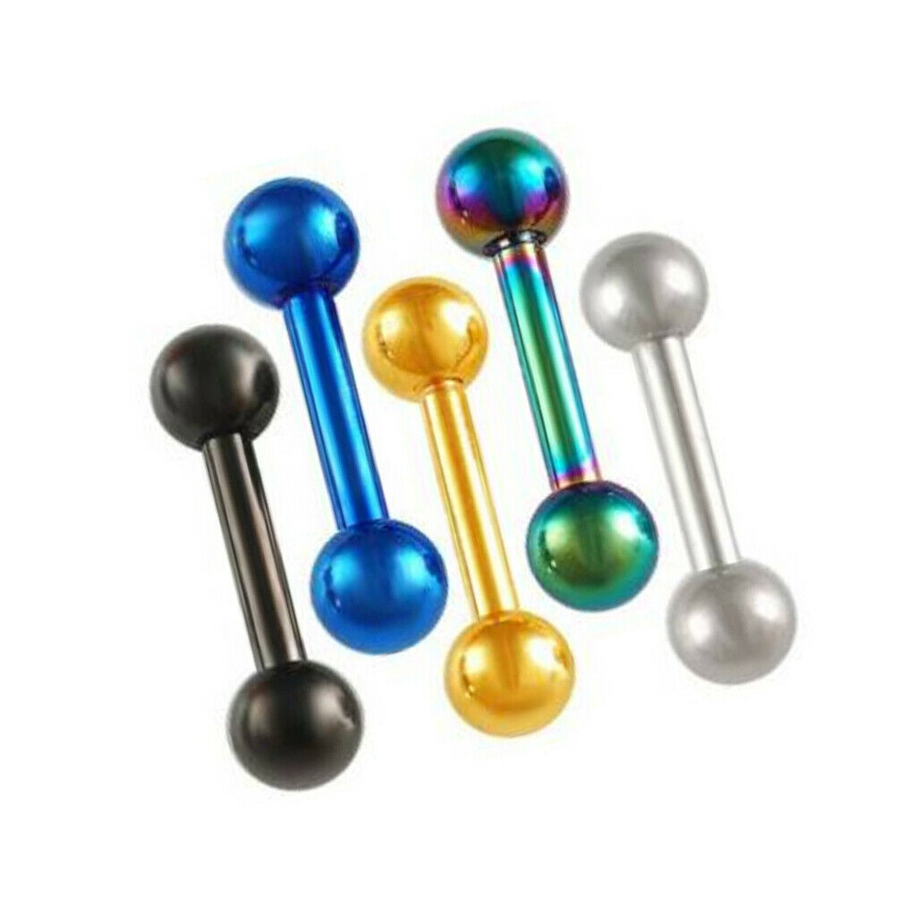 5 Pieces Double Ball Studs Lip Tragus Ear Rings Bars Labret