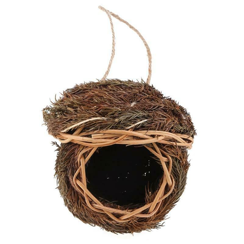 Hand-Woven Bird House Natural Grass Bird Nest Shelter Hut Small Bird Hideaway