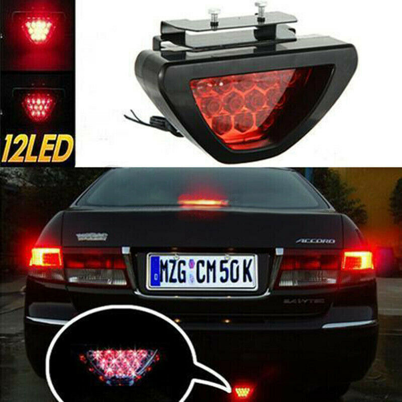 12V Car Sporty F1 Style Triangle 12LED Rear Stop Tail Third Brake Light Lamp Tt