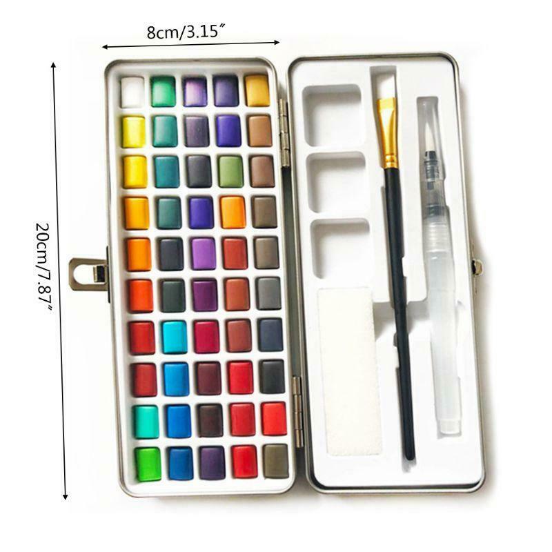 50 Colors Solid Watercolor Paint Pigment Set Portable for Beginner Drawing Art
