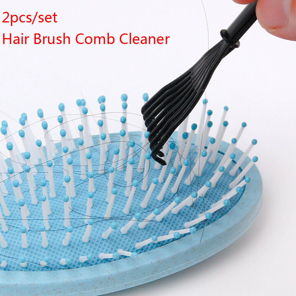 2Pcs/Set Hair Brush Comb Cleaner Remover Soft Hair Drop  Cleaning.l8
