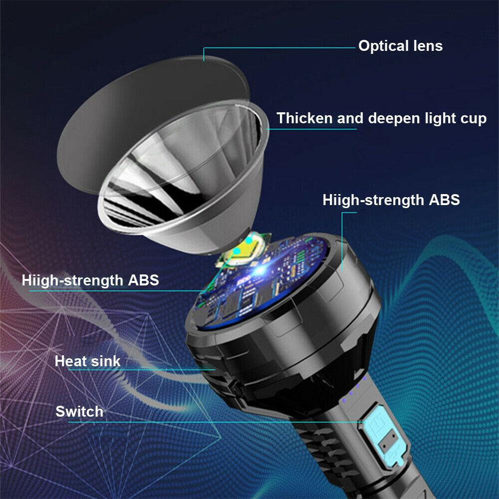 LED Flashlight Torch Light Camping Hiking Lamp 3Mode Rechargeable High Bright