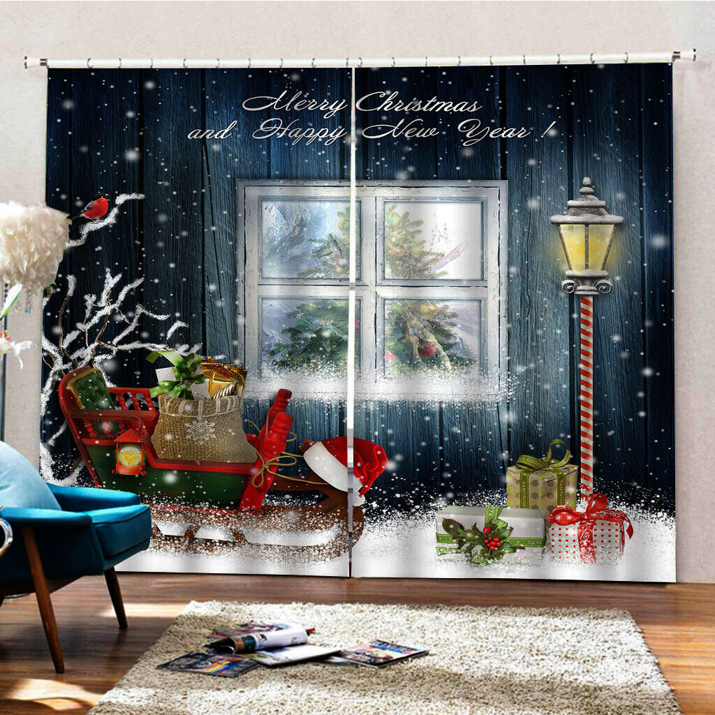 Christmas Pattern Window Curtains Kids Room Home Decor 140x100cm Gifts
