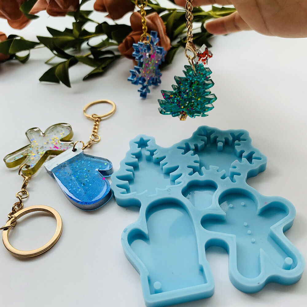 DIY Christmas Tree Snowflake Silicone Mold Epoxy Casting Earrings Keychain Craft