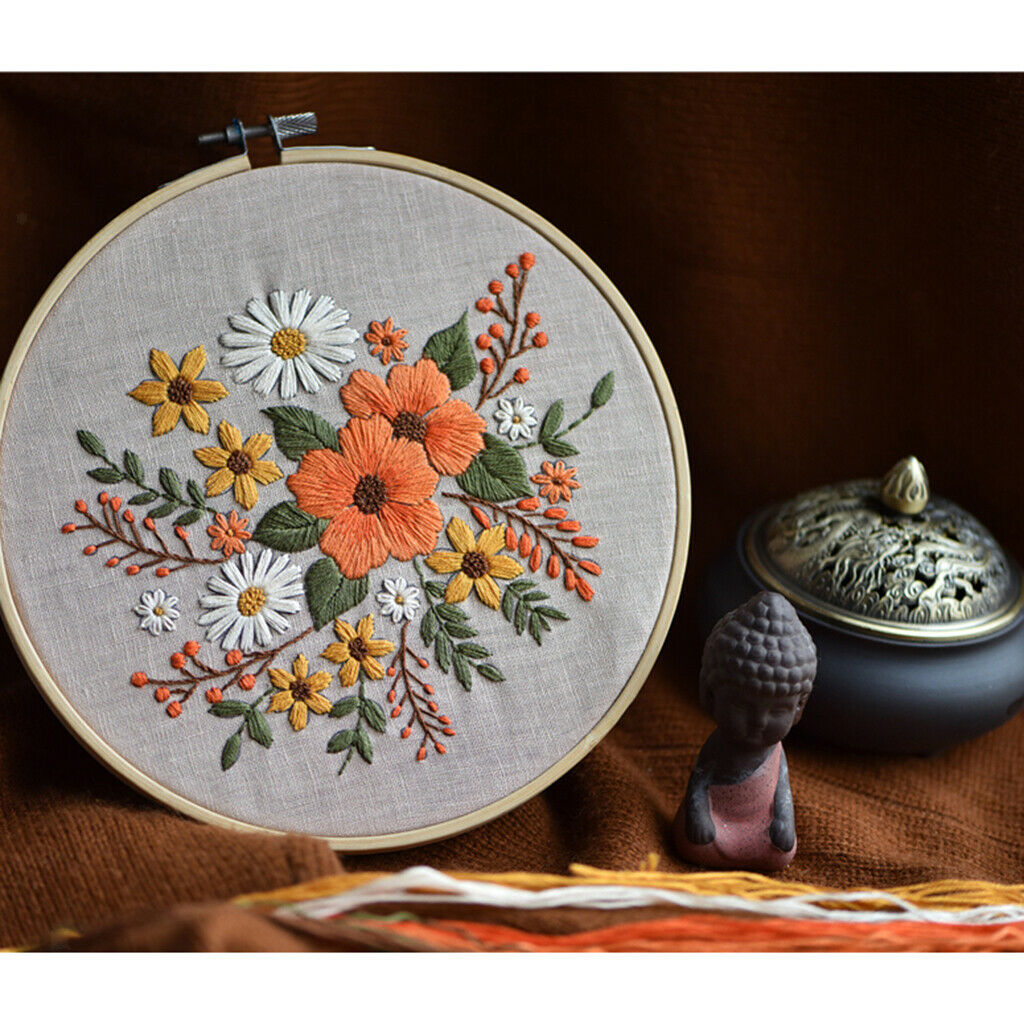 Cross Stitch Kit Home DIY Sewing Tools Flower Hoop Art Making Handy for