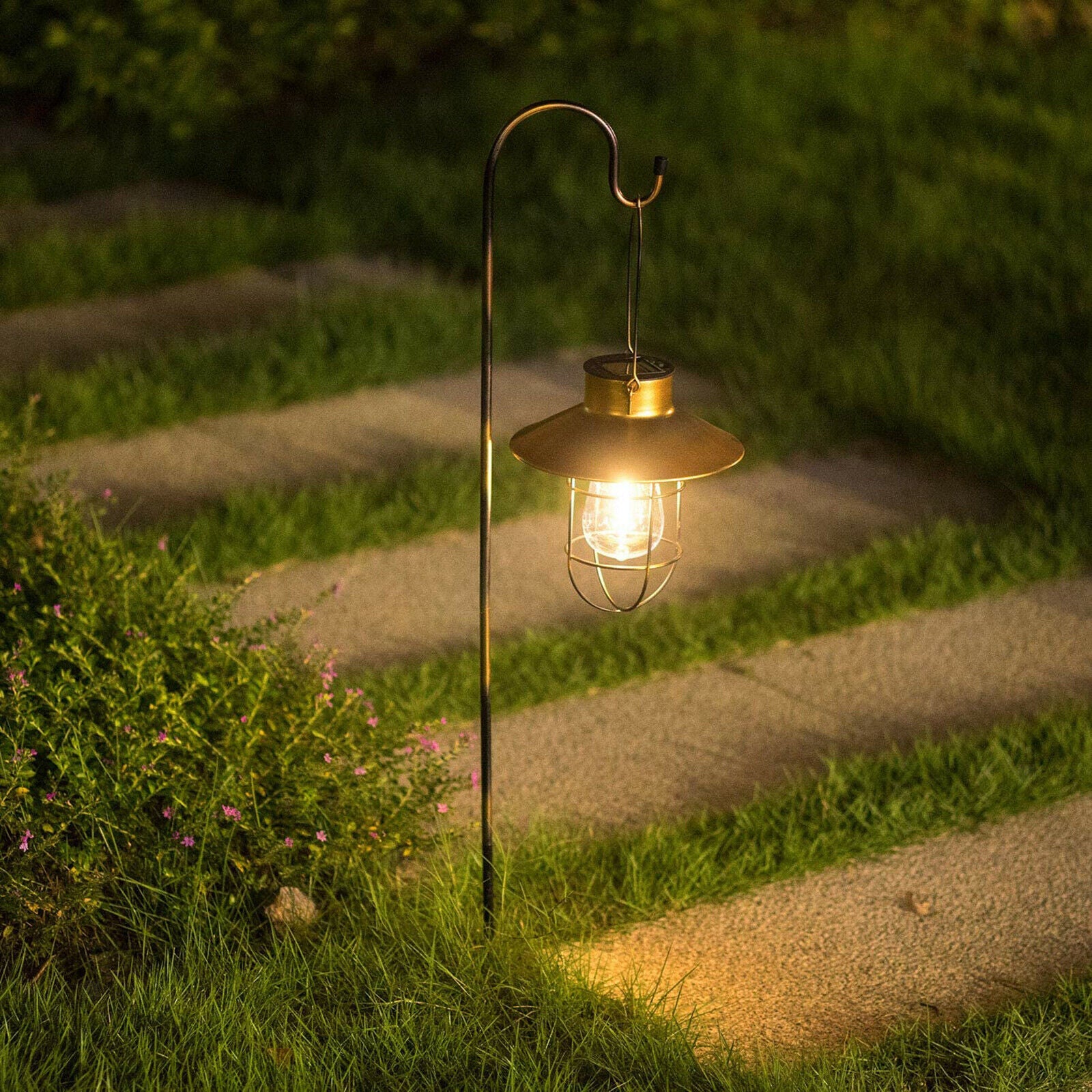 Solar Lamp Outdoor Metal Decorative for Yard Lawn Tree Villa Terrace Black