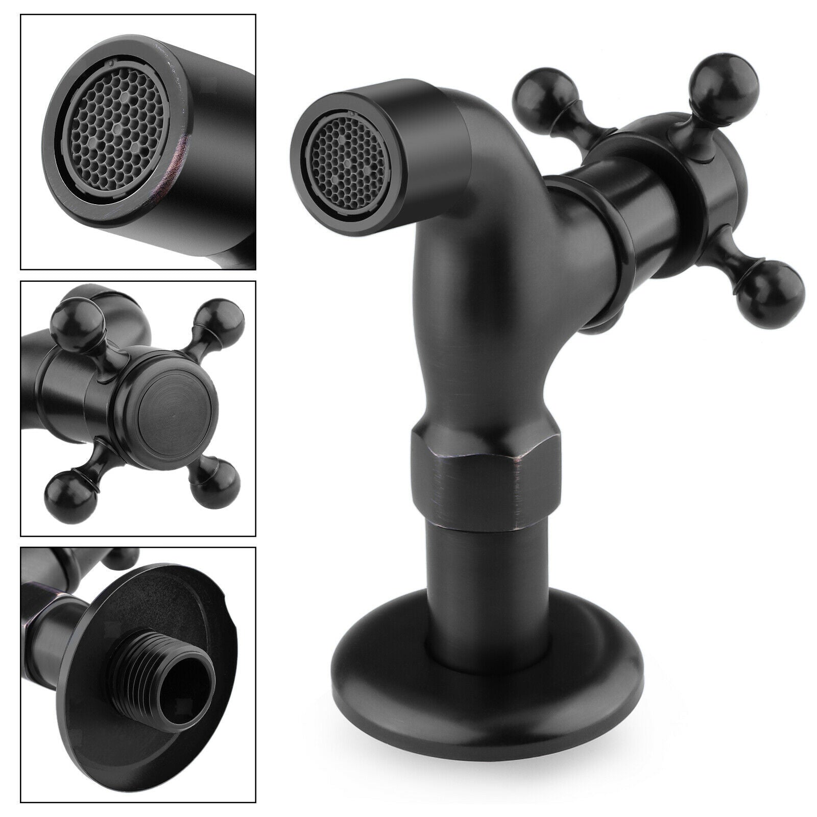 Wall Mounted Water Tap Garden Faucet Washing Machine Bibcock Tap Black B
