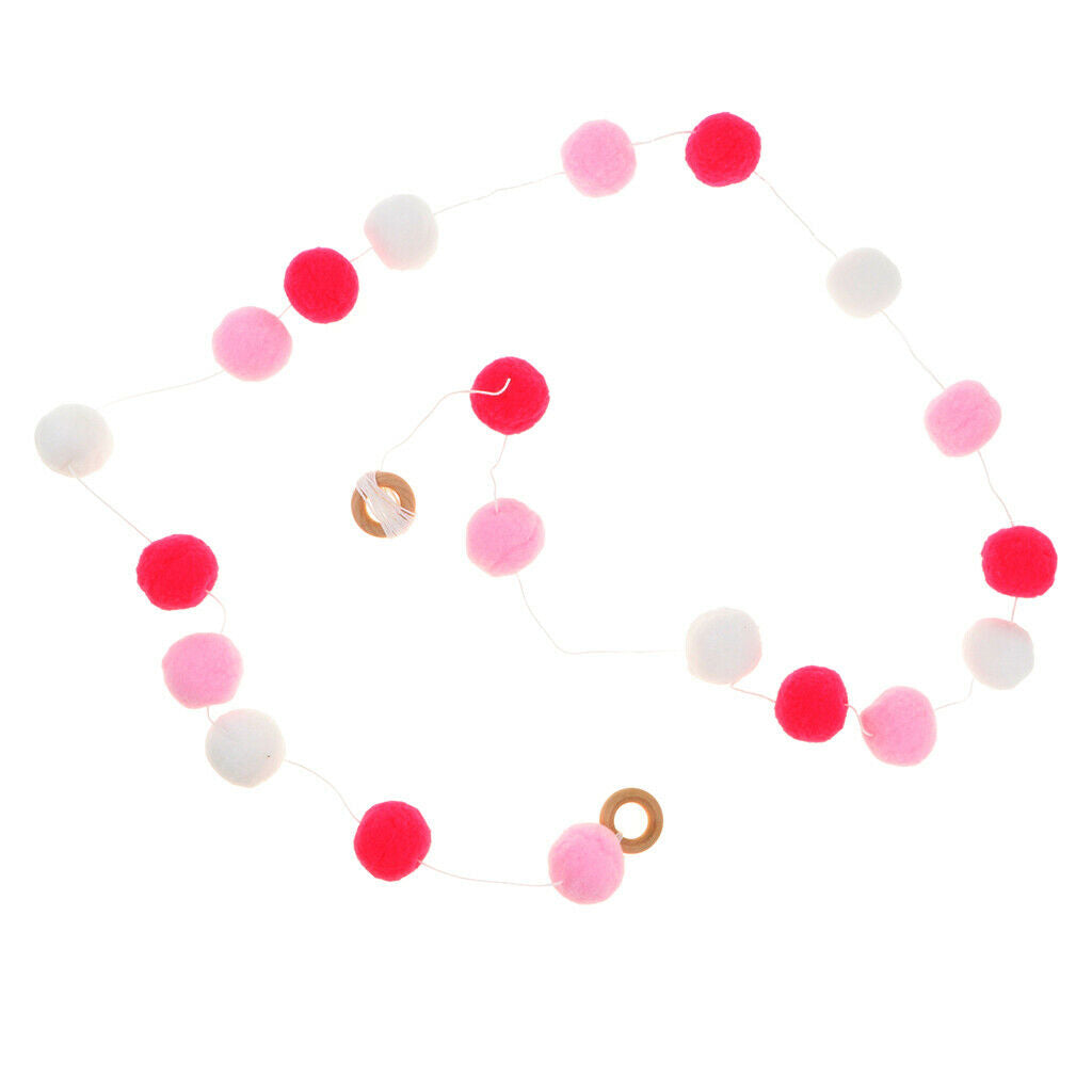 Nordic Style Pompoms Balls Garland Tent Home Hanging Decor Rosy Pink
