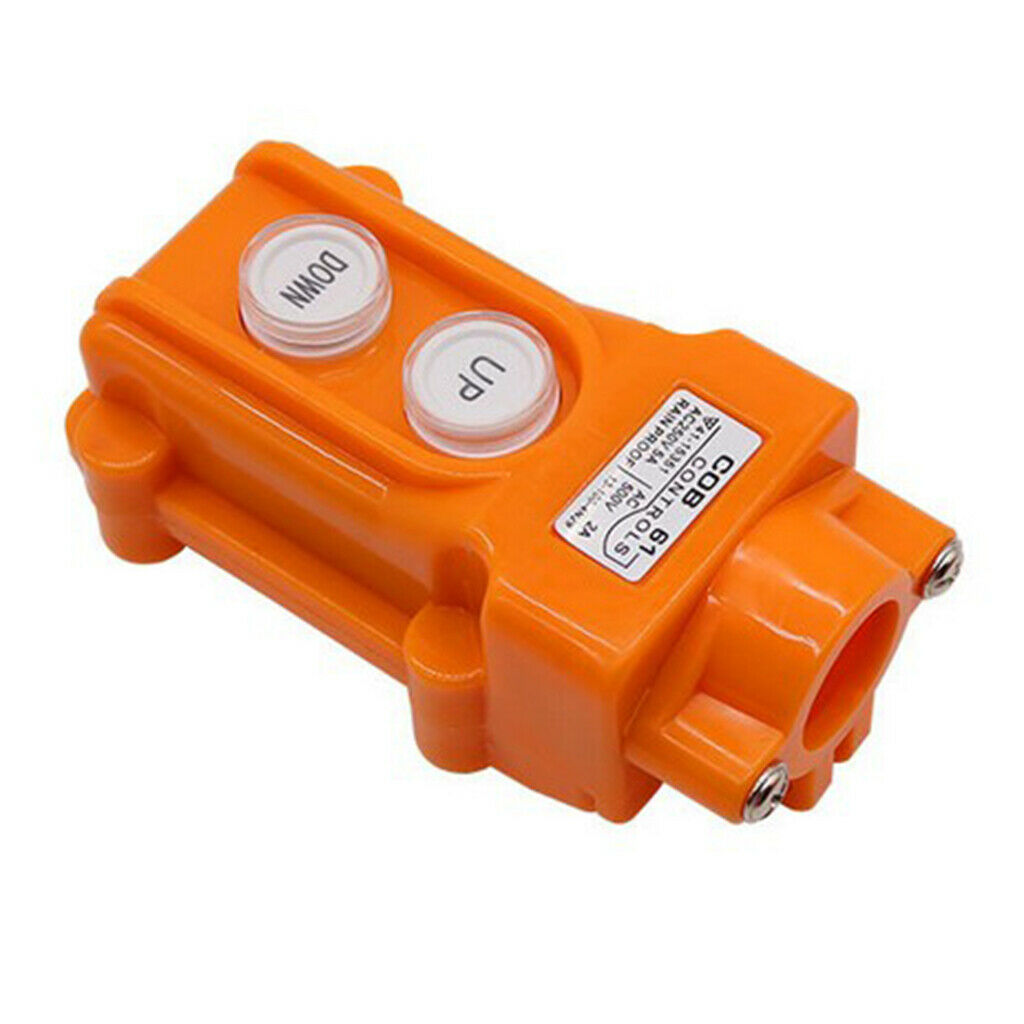 2X COB61 Hoist Push Button Switch Crane Pendant Control Station 200/500V Orange