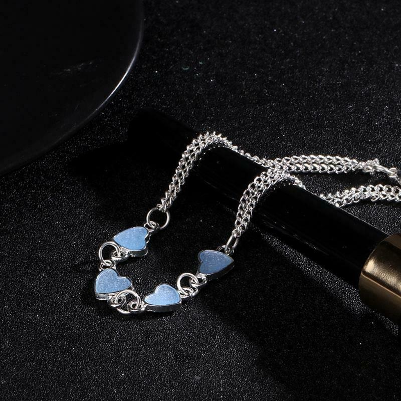 Luminous Heart Bracelets Light Up Anklets Blue Fluorescent Jewelry Glow in Dark