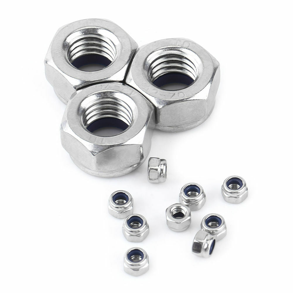 165pcs Stainless Steel Nylon Insert Locknut Assortment Kit M3 M4 M5 M6 M8 M10M12