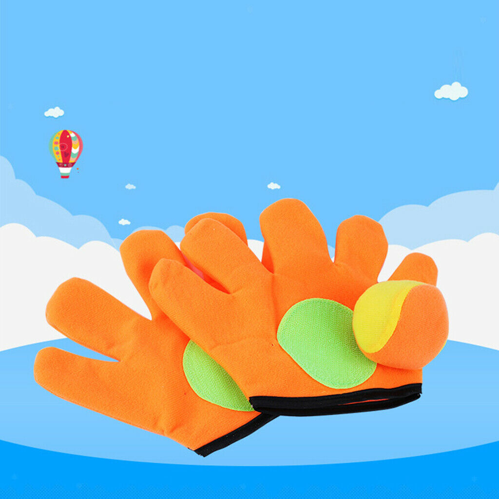 Fun Sticky Ball Sucker Gloves Self-Stick Disc Paddles Beach Game Outdoor S