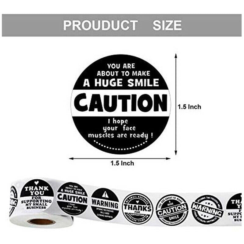 500pcs Black and White Adorable Warning Stickers Labels Extreme Happiness.l8