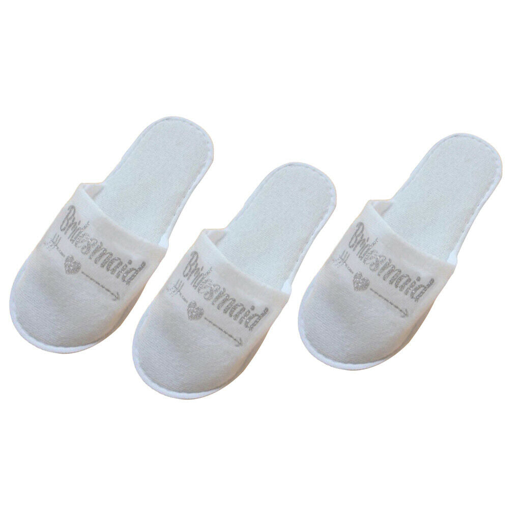 3 Pair Anti-Slip Lightweight Bridal Wedding Soft Bridesmaid Travel Slippers