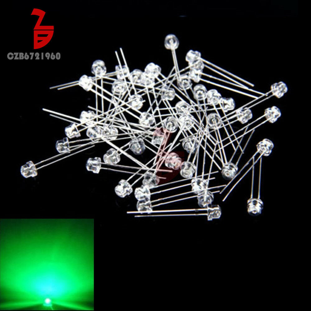 50PCS 5mm Straw hat Green LED Wide Angle Light Lamp