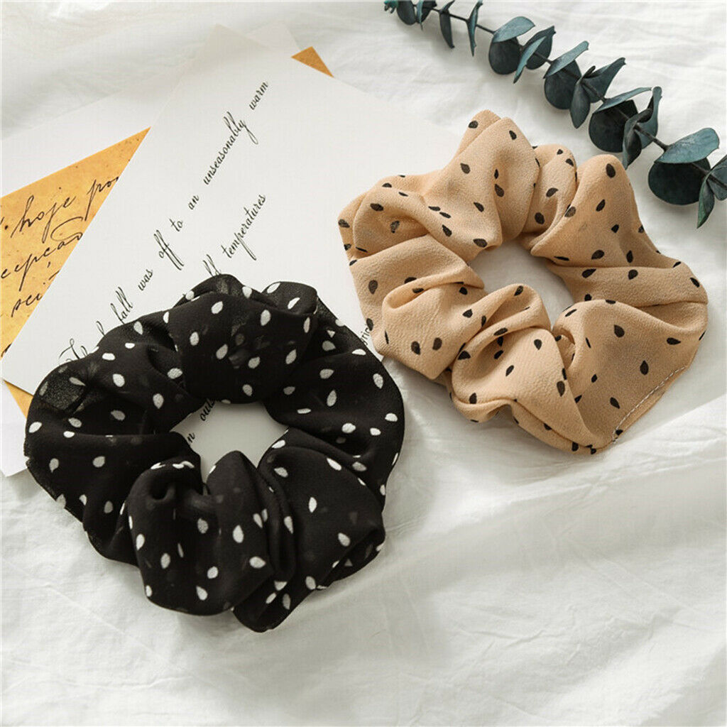 7pack Girls Dot Scrunchies Colorful Stretchy Hair Rope Ties Hair Accessories