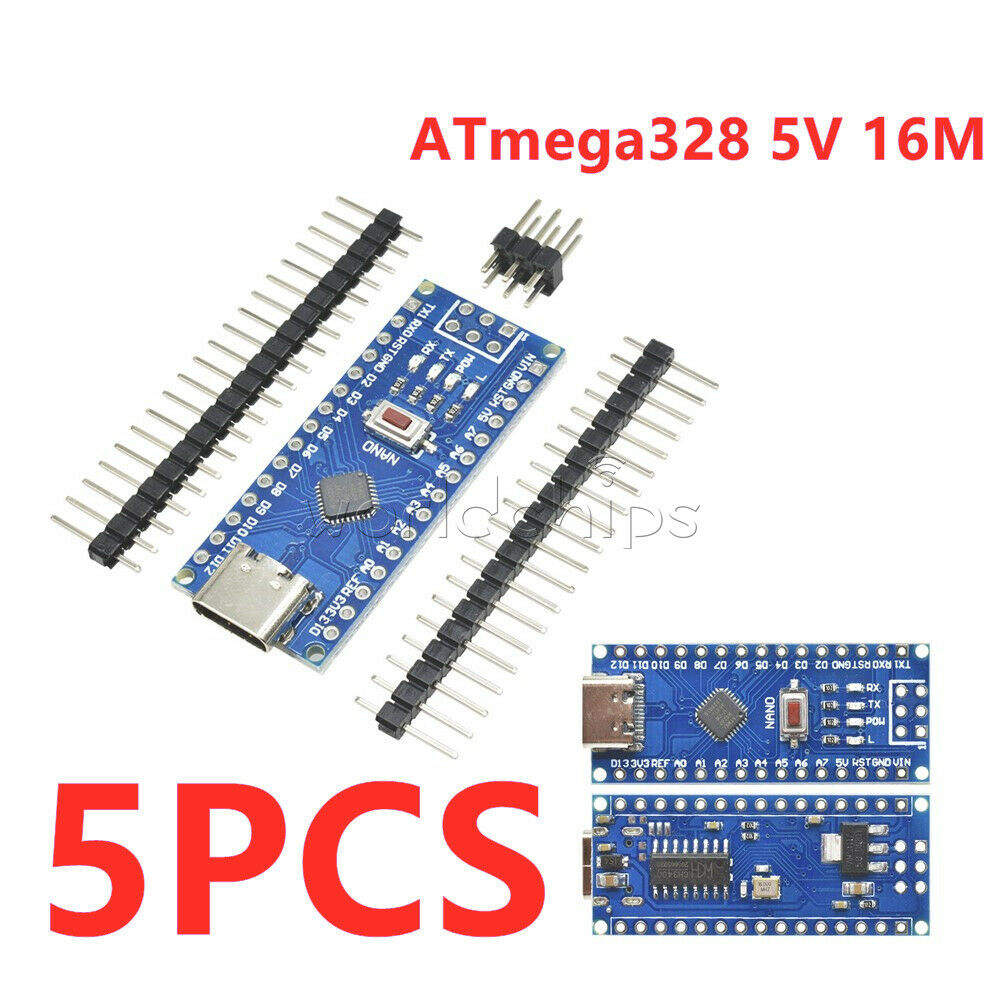 5PCS Type-C USB Nano V3.0 ATmega328 Micro-Controller 5V 16M CH340G Drive Arduino