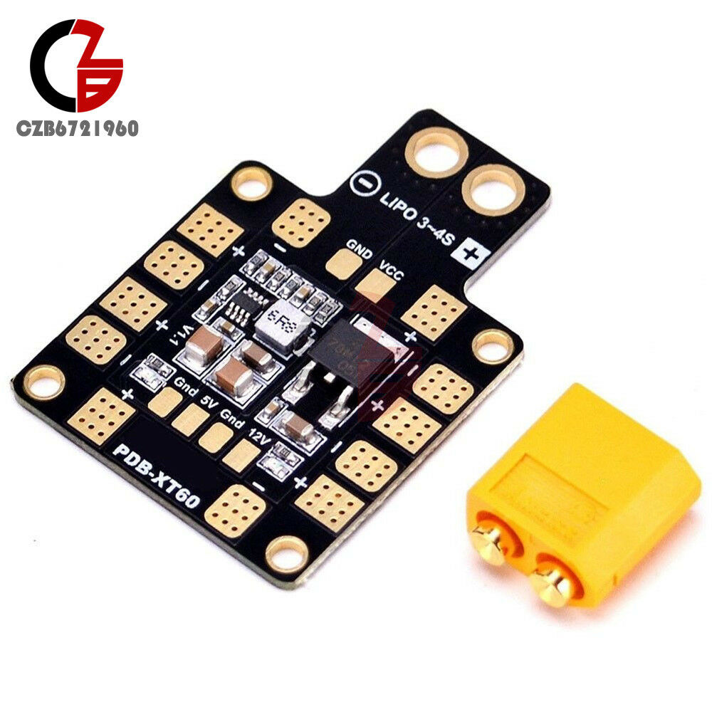 PDB-XT60 Copper Power Distribution Board with BEC 5&12V 3S 4S for RC Multirotors