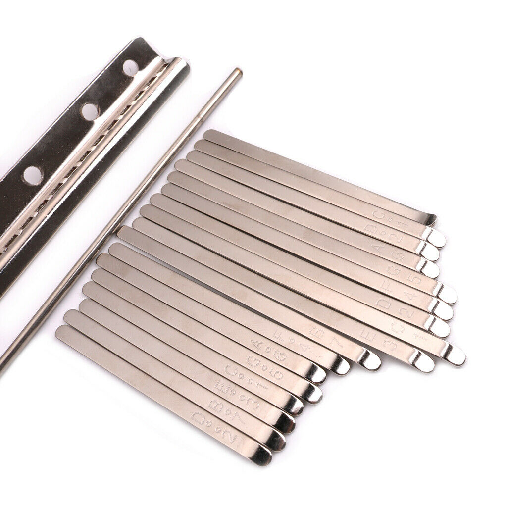 17 Pieces of Kalimba Steel Keys 2 Pieces of Beginners Wooden Bridge